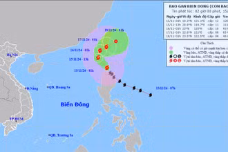 Vị trí và hướng di chuyển của bão Usagi. (Nguồn: nchmf.gov.vn)