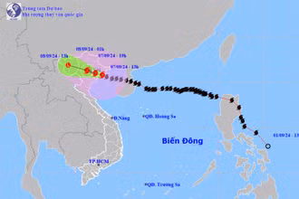 Vị trí và hướng di chuyển của bão số 3. (Nguồn: nchmf.gov.vn)