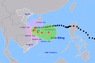 Vị trí và hướng di chuyển của bão số 6. (Nguồn: nchmf.gov.vn)