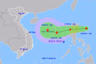 Vị trí và hướng di chuyển của áp thấp nhiệt đới. (Nguồn: nchmf.gov.vn)