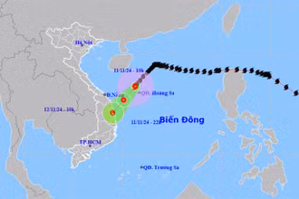 Vị trí và hướng di chuyển của bão số 7 lúc 10 giờ ngày 11/11. (Nguồn: nchmf.gov.vn)