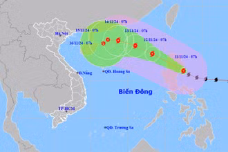 Vị trí và hướng di chuyển của bão Toraji. (Nguồn: nchmf.gov.vn)