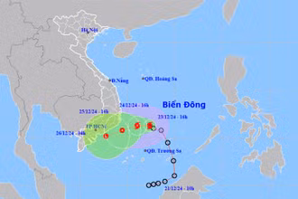 Vị trí và hướng di chuyển của bão số 10. (Nguồn: nchmf.gov.vn)
