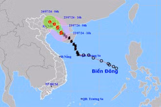 Vị trí và hướng di chuyển của bão số 2. (Nguồn: nchmf.gov.vn)