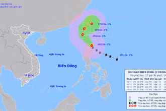 Vị trí và hướng di chuyển của bão Usagi. (Nguồn: nchmf.gov.vn)