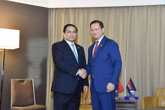 Thủ tướng Chính phủ Phạm Minh Chính và Thủ tướng Campuchia Hun Manet.