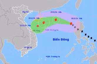 Vị trí và hướng di chuyển của bão số 9. (Nguồn: nchmf.gov.vn)