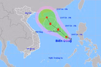 Vị trí và hướng di chuyển của áp thấp nhiệt đới. (Nguồn: nchmf.gov.vn)