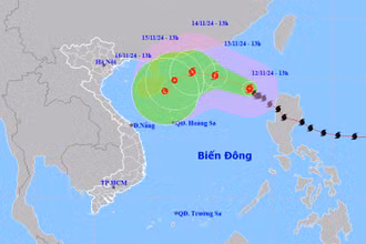 Vị trí và hướng di chuyển của bão số 8. (Nguồn: nchmf.gov.vn)