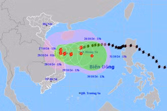 Vị trí và hướng di chuyển của bão số 6. (Nguồn: nchmf.gov.vn)