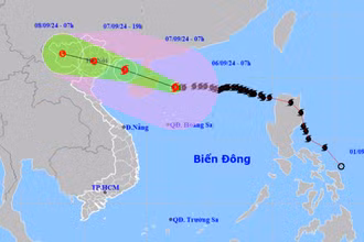 Vị trí và hướng di chuyển của bão số 3. (Nguồn: nchmf.gov.vn)