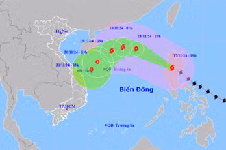 Vị trí và hướng di chuyển của bão Man-yi. (Nguồn: nchmf.gov.vn)