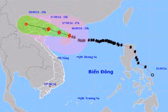 Vị trí và hướng di chuyển của bão số 3. (Nguồn: nchmf.gov.vn)