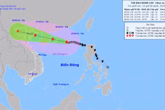 Vị trí và hướng di chuyển của bão số 3. (Nguồn: nchmf.gov.vn)