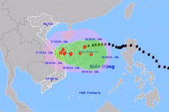 Vị trí và hướng di chuyển của bão số 6. (Nguồn: nchmf.gov.vn)