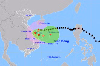 Vị trí và hướng di chuyển của bão số 6. (Nguồn: nchmf.gov.vn)