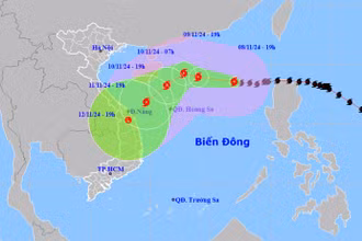 Vị trí và hướng di chuyển của bão số 7 lúc 19 giờ. (Nguồn: nchmf.gov.vn)