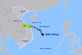 Vị trí và hướng di chuyển của áp thấp nhiệt đới. (Nguồn: nchmf.gov.vn)