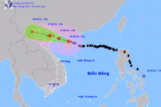 Vị trí và hướng di chuyển của bão số 3. (Nguồn: nchmf.gov.vn)