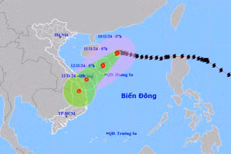 Vị trí và hướng di chuyển của bão số 7 lúc 7 giờ ngày 10/11. (Nguồn: nchmf.gov.vn)