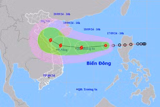 Vị trí và hướng di chuyển của áp thấp nhiệt đới. (Nguồn: nchmf.gov.vn)