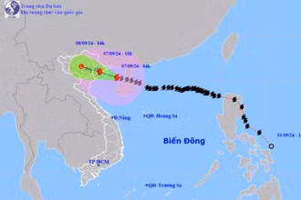 Vị trí và hướng di chuyển của bão số 3. (Nguồn: nchmf.gov.vn)
