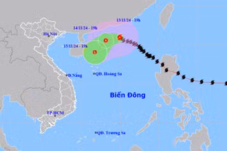 Vị trí và hướng di chuyển của bão số 8. (Nguồn: nchmf.gov.vn)
