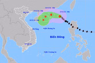 Vị trí và hướng di chuyển của bão số 8. (Nguồn: nchmf.gov.vn)