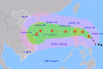 Vị trí và hướng di chuyển của bão Trà Mi. (Nguồn: nchmf.gov.vn) 