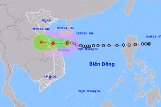 Vị trí và hướng di chuyển của bão số 4. (Nguồn: nchmf.gov.vn)
