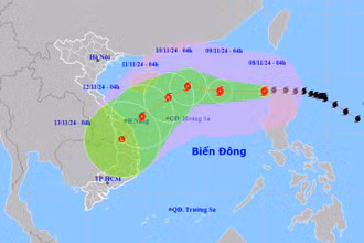 Vị trí và hướng di chuyển của bão số 7. (Nguồn: nchmf.gov.vn)