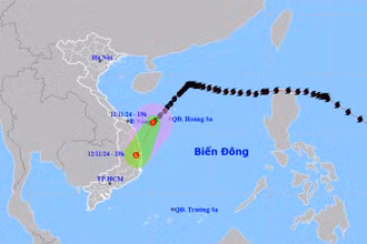 Vị trí và hướng di chuyển của áp thấp nhiệt đới (suy yếu từ bão số 7). (Nguồn: nchmf.gov.vn)