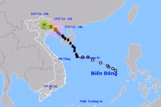 Vị trí và hướng di chuyển của bão số 2. (Nguồn: nchmf.gov.vn)