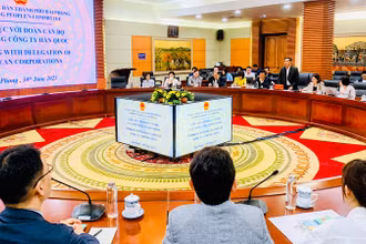 Chủ tịch Ủy ban nhân dân thành phố Hải Phòng tiếp Đoàn cán bộ các Tổng công ty Hàn Quốc tìm hiểu cơ hội hợp tác, đầu tư tại Hải Phòng.
