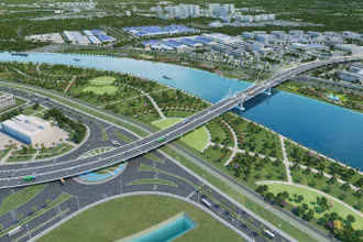 Phối cảnh tuyến đường vành đai 2 vừa được khởi công xây dựng.