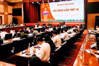 Quang cảnh Hội nghị lần thứ 18 Thành ủy Hải Phòng.