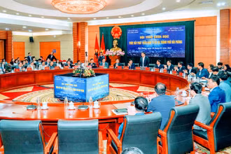 Quang cảnh hội thảo "Thúc đẩy phát triển kinh tế số tại thành phố Hải Phòng" ngày 28/2.