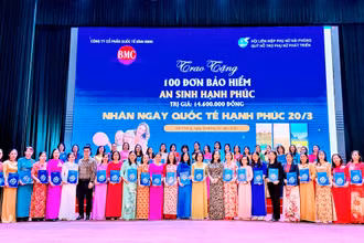 Trao tặng phụ nữ có hoàn cảnh khó khăn gói bảo hiểm “An sinh hạnh phúc”.