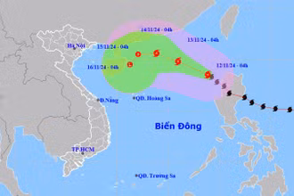 Vị trí và hướng di chuyển của bão số 8. (Nguồn: nchmf.gov.vn)
