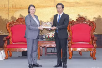 Phó Chủ tịch UBND thành phố Đà Nẵng Trần Chí Cường tiếp bà Emmanuelle Pavillon-Grosser, Tổng Lãnh sự Pháp tại Thành phố Hồ Chí Minh. (Ảnh: ANH ĐÀO)