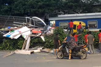 Hiện trường vụ tai nạn sáng 4/9. (Ảnh: Cộng đồng đường sắt Việt Nam)