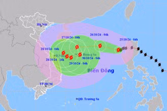 Vị trí và hướng di chuyển của bão số 6. (Nguồn: nchmf.gov.vn)