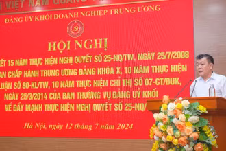 Đồng chí Nguyễn Đức Phong, Phó Bí thư Thường trực Đảng uỷ Khối Doanh nghiệp Trung ương phát biểu kết luận hội nghị