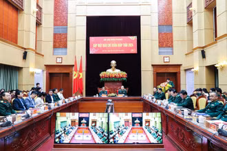 Toàn cảnh buổi gặp mặt báo chí đầu Xuân Giáp Thìn 2024.