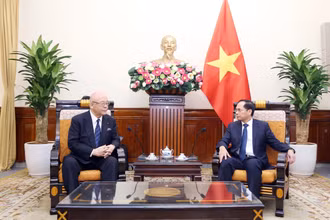 Bộ trưởng Ngoại giao Bùi Thanh Sơn tiếp Cố vấn đặc biệt Liên minh nghị sĩ hữu nghị Nhật-Việt Takebe Tsutomu.