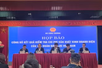Cục trưởng Cục Điều tiết điện lực Trần Việt Hòa trả lời câu hỏi tại buổi họp báo.