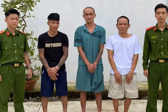 Các đối tượng Bùi Văn Xuyến, Hoàng Văn Hải và Nguyễn Ngọc Lâm tại Cơ quan Công an.
