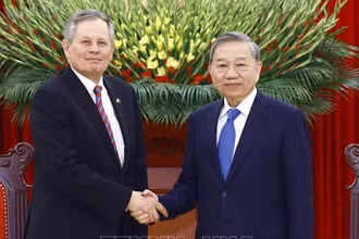 Tổng Bí thư Tô Lâm tiếp Thượng nghị sĩ Hoa Kỳ Steven David Daines. (Ảnh: TTXVN)