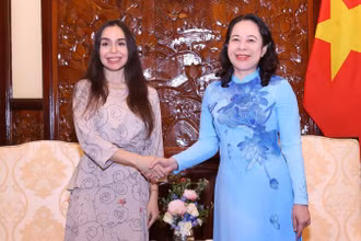 Phó Chủ tịch nước Võ Thị Ánh Xuân tiếp bà Leyla Aliyeva, Phó Chủ tịch Quỹ Heydar Aliyev (Azerbaijan). (Ảnh: Văn Điệp/TTXVN)