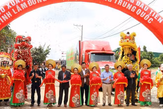 Cắt băng khai trương chuyến hàng sầu riêng đầu tiên của tỉnh Lâm Đồng xuất khẩu chính ngạch sang thị trường Trung Quốc.